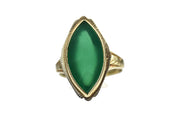 Vintage 14k Yellow Gold Chrysoprase Green Navette Ring