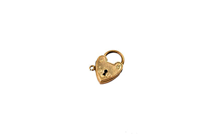 RESERVED - Vintage 9ct Lined Heart Padlock Charm