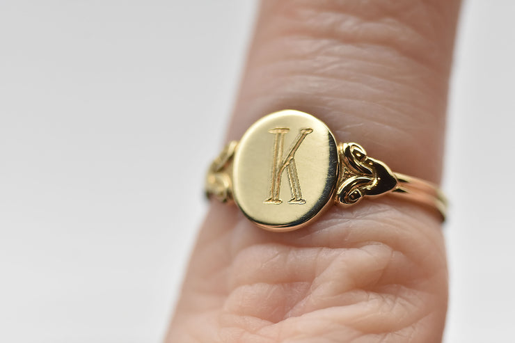Vintage 10k Initial K Signet Baby or Pinky Ring
