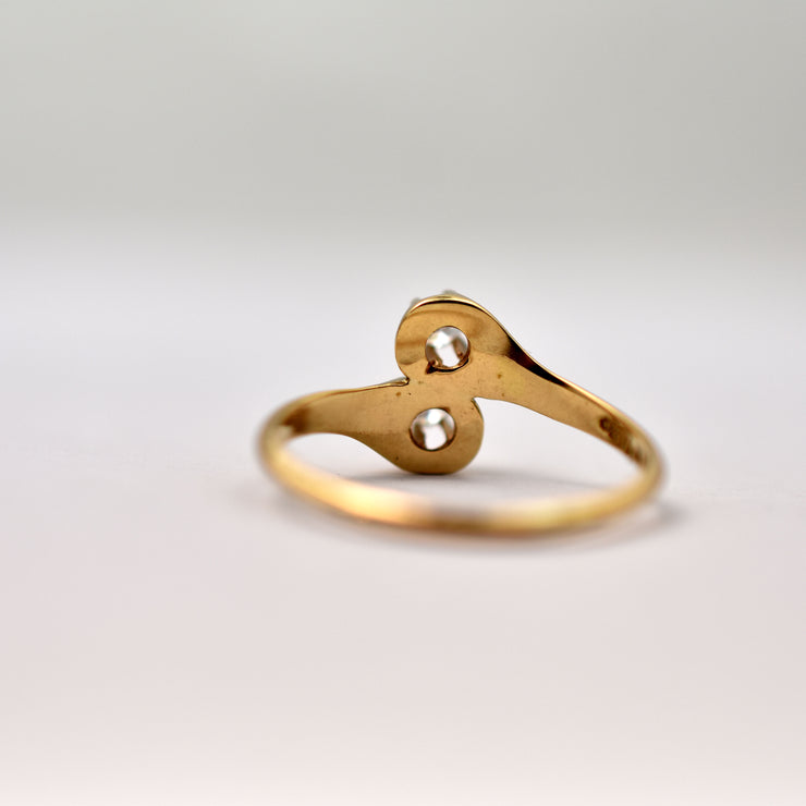 Vintage 14k Gold Moi et Toi Style Old Euro Cut Diamond Ring