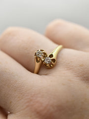 Vintage 14k Gold Moi et Toi Style Old Euro Cut Diamond Ring