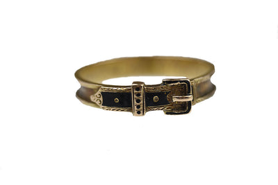Antique 14k Black Enamel Mourning Buckle Ring