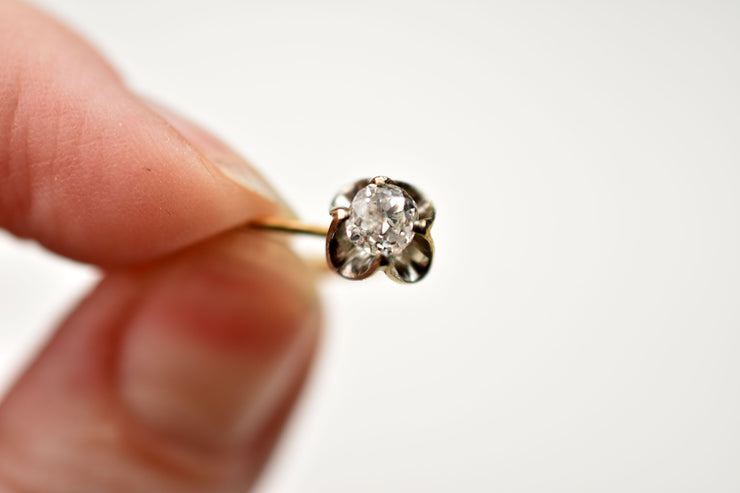 Antique Victorian / Edwardian Single Old Mine Cut Diamond Earring