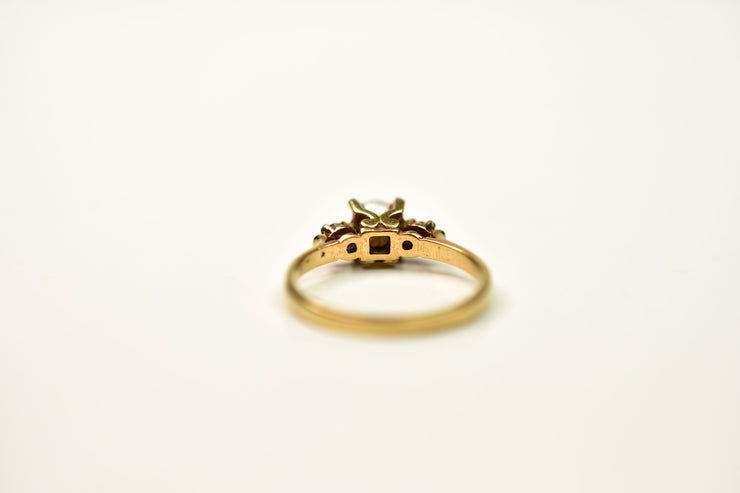 Vintage 10k Pearl & Ruby Ring