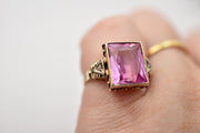Vintage 10k Pink Sapphire & Diamond Cocktail Ring