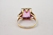 Vintage 10k Pink Sapphire & Diamond Cocktail Ring