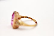 Vintage 10k Pink Sapphire & Diamond Cocktail Ring