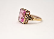 Vintage 10k Pink Sapphire & Diamond Cocktail Ring