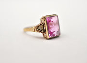 Vintage 10k Pink Sapphire & Diamond Cocktail Ring