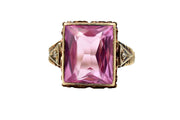 Vintage 10k Pink Sapphire & Diamond Cocktail Ring