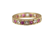 Vintage 9k pink and white eternity ring