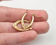 Estate 10k Pointed Elongated Decorative Hoop Earrings