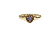 Vintage 10k Heart Child's Ring or Pinky Ring with Purple Topaz Stone
