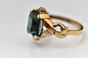 Retro 10k Blue Paste Stone Ring