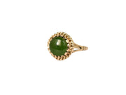 Vintage 9k Round Jade Ring