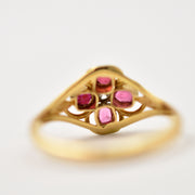 Vintage 18K Ruby & Diamond Clover or Cluster Ring