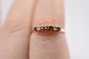 Vintage 14k Diamond and Ruby Stacking Band / Wedding Band
