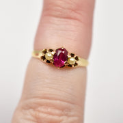 Vintage 14k Ruby & Pearl Ring