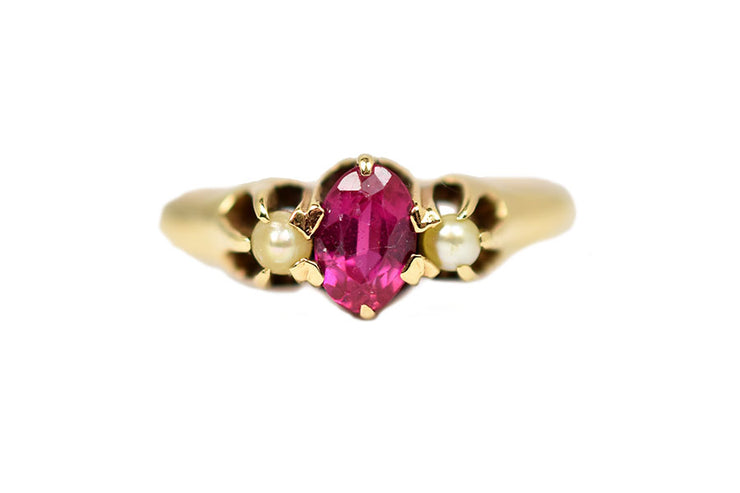 Vintage 14k Ruby & Pearl Ring