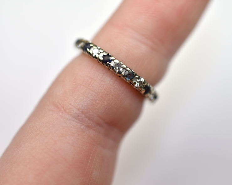 Estate 14k White Gold Diamond & Sapphire Eternity Ring