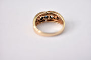 Vintage 14k Chunky Sapphire & Diamond Band