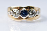 Vintage 14k Chunky Sapphire & Diamond Band