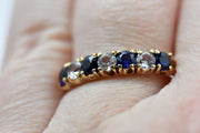 Vintage 1973 9k Sapphire & Topaz Ring