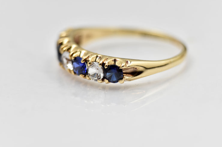 Vintage 1973 9k Sapphire & Topaz Ring