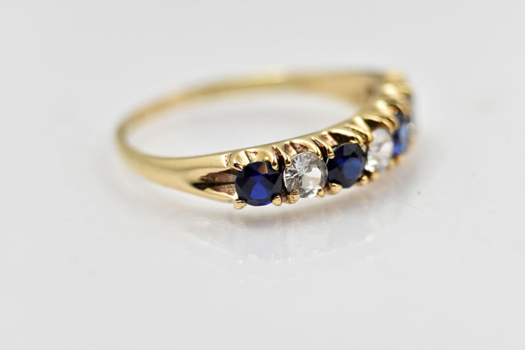 Vintage 1973 9k Sapphire & Topaz Ring