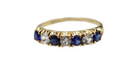 Vintage 1973 9k Sapphire & Topaz Ring
