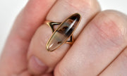 Vintage 10k Agate Navette Ring