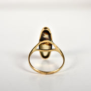 Vintage 10k Agate Navette Ring