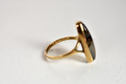 Vintage 10k Agate Navette Ring