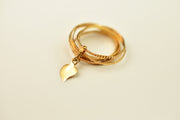 Estate 10k Textured Multiple Band Stacking Ring with Heart Charm