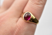 Vintage Unisex 10k Synthetic Ruby Cabochon Ring