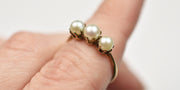 Vintage 8k Three Pearl Ring