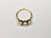 Vintage 8k Three Pearl Ring