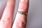 Vintage 14k Three Stone Bezel Set Diamond Ring