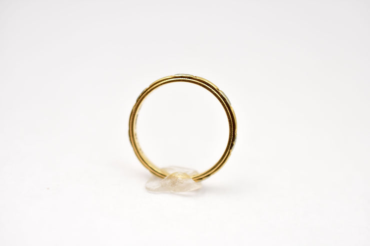 Vintage 14k White & Yellow Gold Embossed Floral Wedding Band