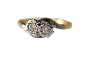 Vintage 18k & Platinum Diamond Crossover Ring