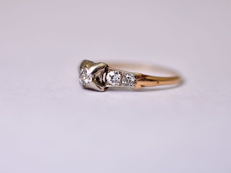Vintage 14k White & Yellow Gold Diamond Engagement Ring
