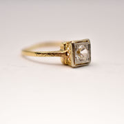 Vintage 14k Yellow & White Gold White Sapphire Solitaire Ring