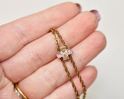 Vintage Long Chain / Watch Chain with Opal and Pearl Slide