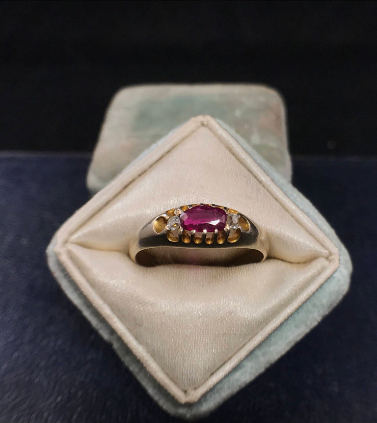 Antique Ruby and Diamond Ring in 10k Gold