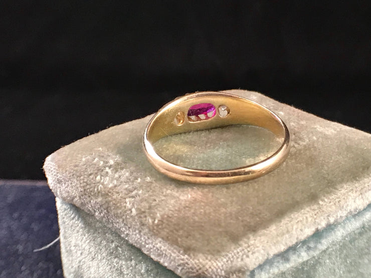 Antique Ruby and Diamond Ring in 10k Gold