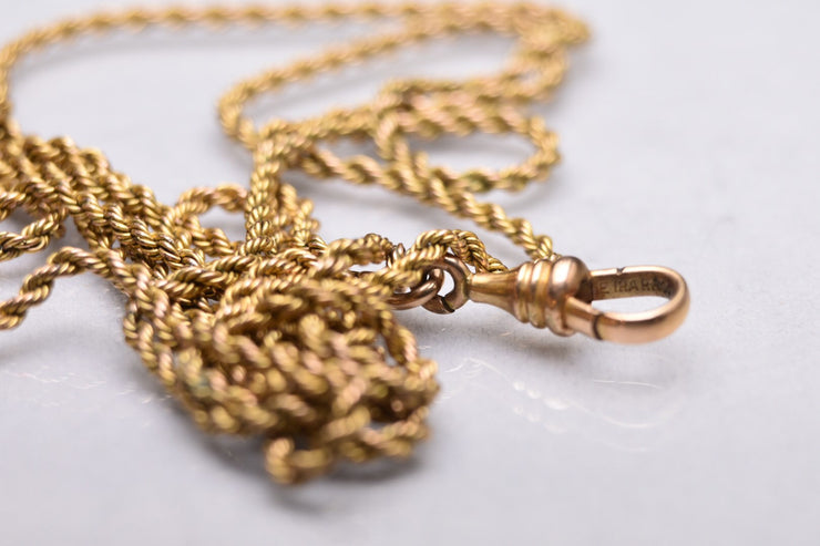 Antique Gold-filled Long Twisted Rope Chain Necklace