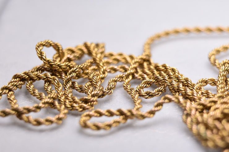Antique Gold-filled Long Twisted Rope Chain Necklace