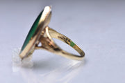 Vintage 14k Yellow Gold Chrysoprase Green Navette Ring