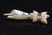 Antique Victorian Carved MOP Hand Brooch