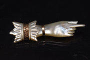 Antique Victorian Carved MOP Hand Brooch
